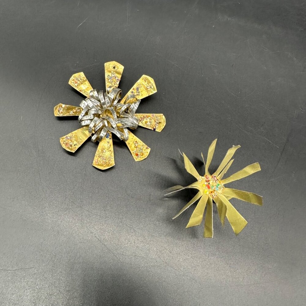 Vintage Atomic Flowers Christmas Ornaments Aluminum Handmade Mid Century Modern